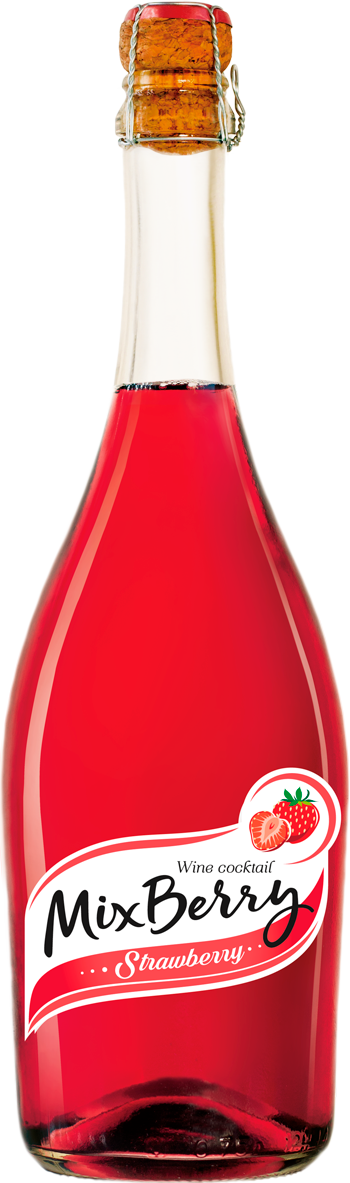 Wine sparkling cocktail “Mixberry” with strawberry